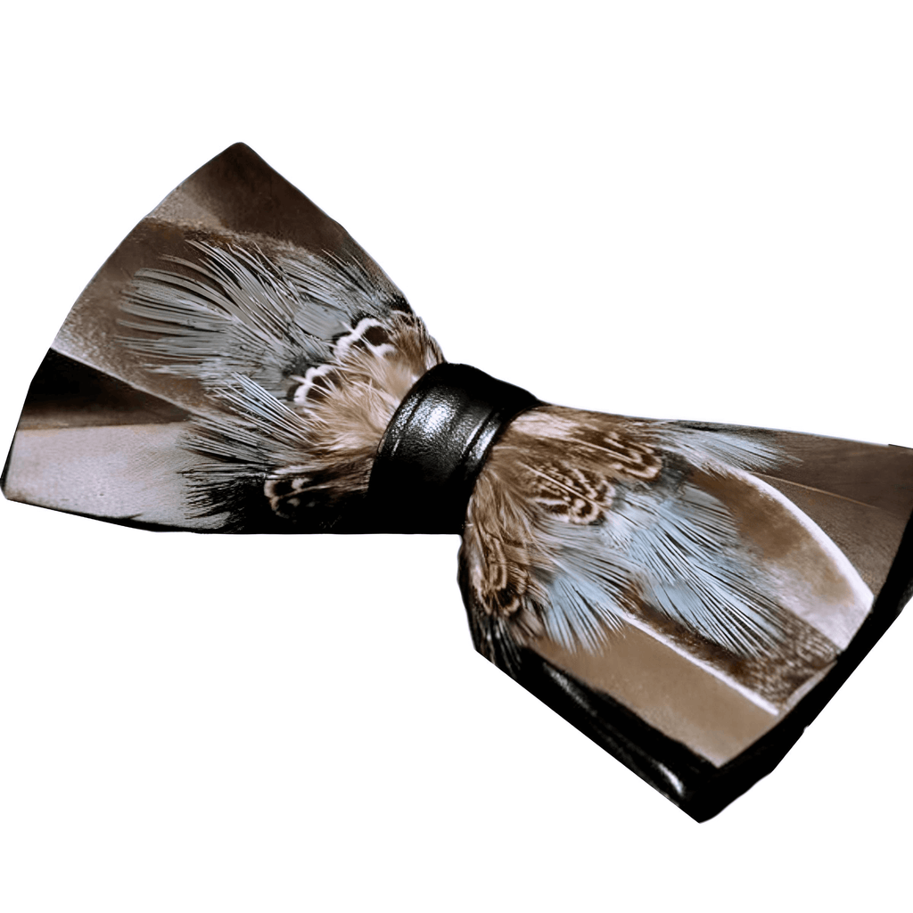 Luxury Brown Light Blue Peacock Feather Bow Ties