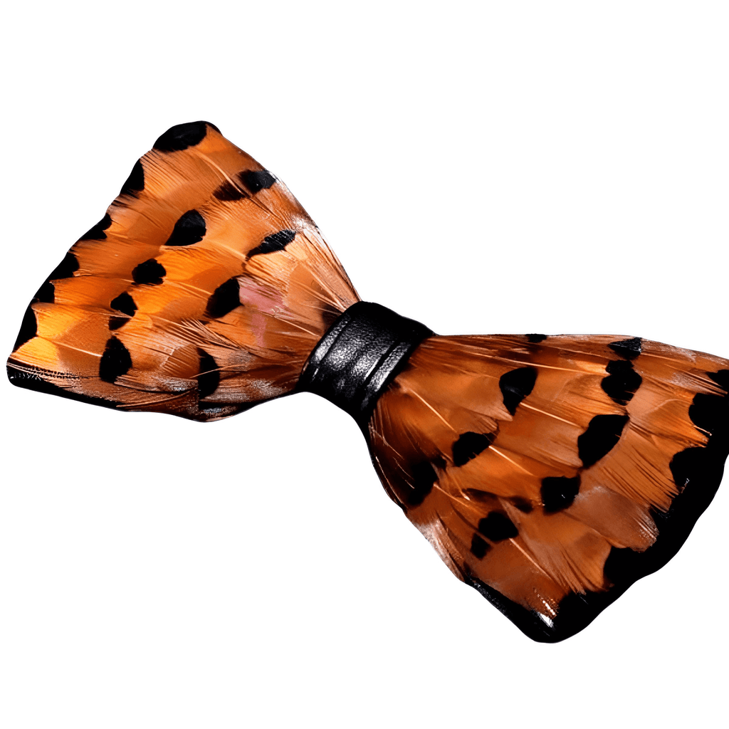 Luxury Dark Orange Peacock Feather Bow Ties