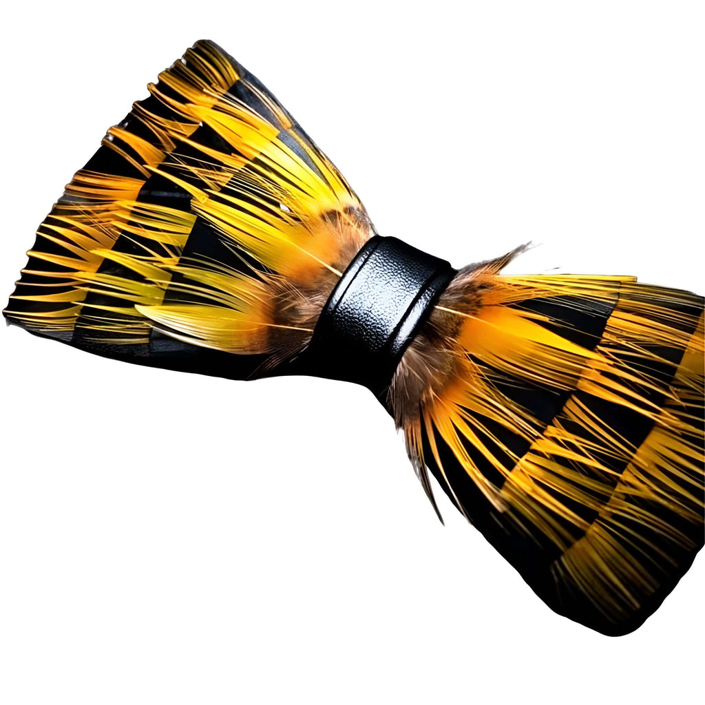 Luxury Yellow Peacock Feather Bow Ties