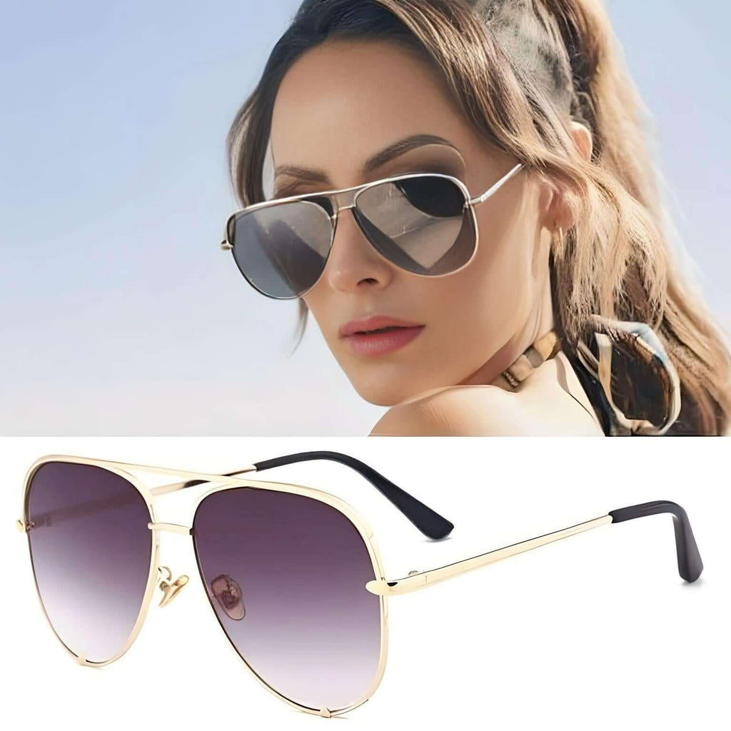 Drestiny-Luxury Gold and Grey Sunglasses For Women