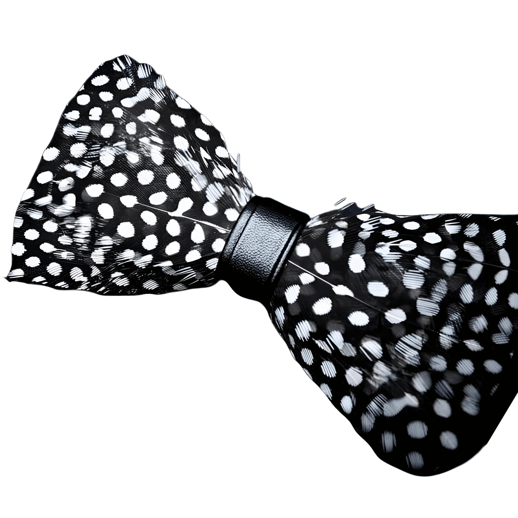 Black and White Polka Dot Luxury Peacock Feather Bow Ties