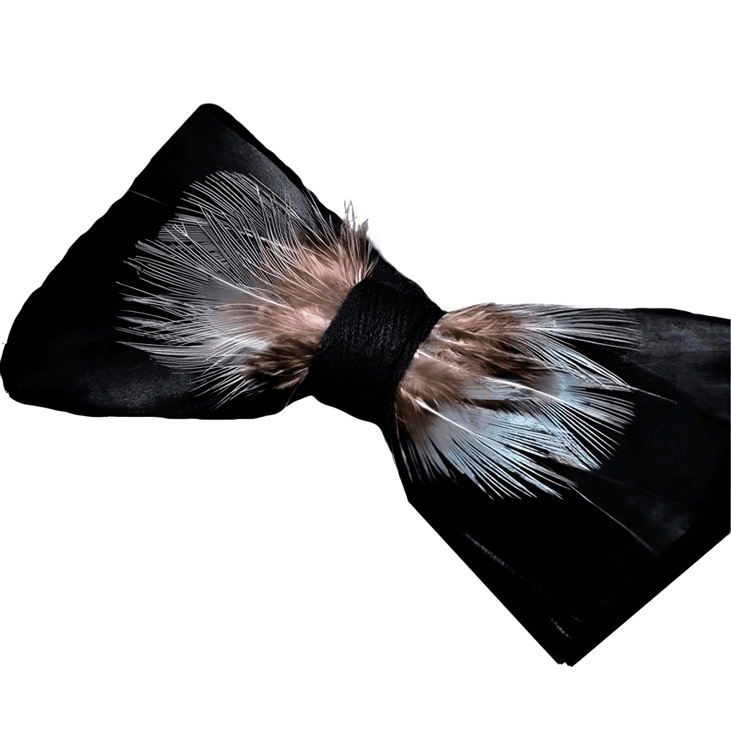 Luxury Blue Grey Brown and Black Peacock Feather Bow Ties