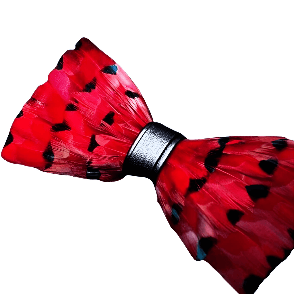 Luxury Red and Black Peacock Feather Bow Ties