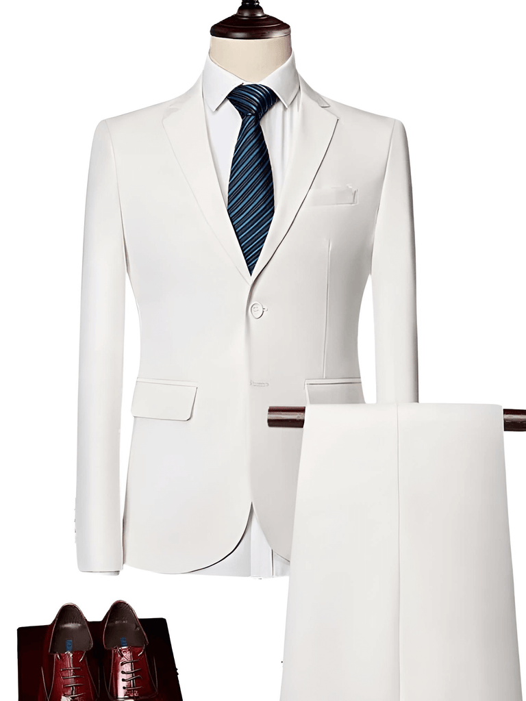 Luxury 2 Piece Single Breasted White Suits For Men