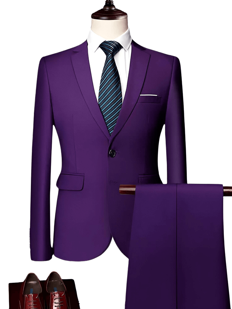 Luxury 2 Piece Single Breasted Purple Suits For Men