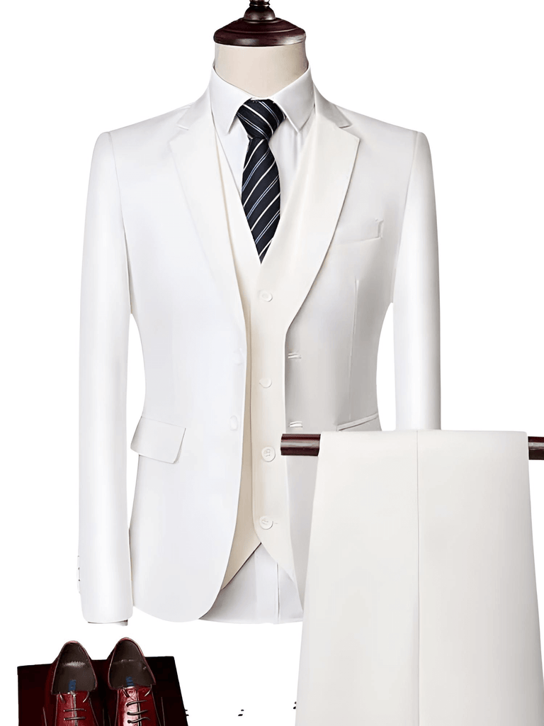 Luxury 3 Piece Single Breasted White Suits For Men
