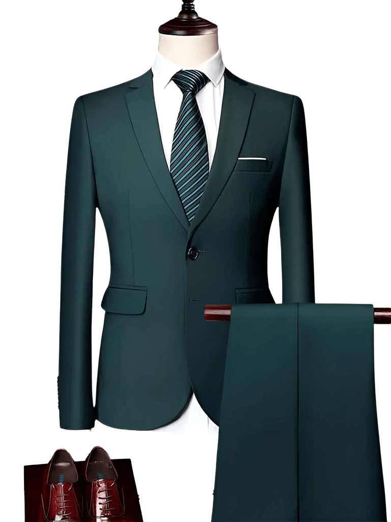 Luxury 2 Piece Single Breasted Dark Green Suits For Men