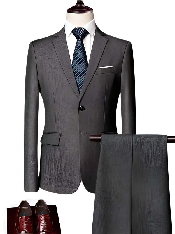 Luxury 2 Piece Single Breasted Grey Suits For Men