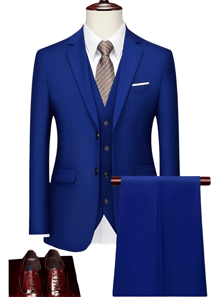 Luxury 3 Piece Single Breasted Blue Suits For Men