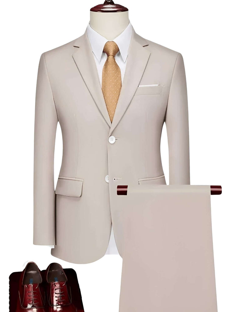 Luxury 2 Piece Single Breasted Khaki Suits For Men