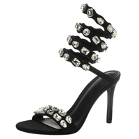 Thumbnail for Luxury Crystal Embellished Star Style Women's Wrap Around Sandals Stiletto High Heels Gladiator Sandals Summer Wedding Prom Shoes, Drestiny, Sandals, Heels, High Heels, Stilettos, Gold, Silver, Black, United States, USA, Canada, Australia, New Zealand, United Kingdom, UK, 5, 6 6.5, 7.5, 8.5, 9, 10, 11, wrap around sandals women, wrap sandals, ankle wrap sandals women, ankle strap sandals wrap around, Black ankle wrap sandals, gold ankle wrap sandals, silver ankle wrap sandals, shopdrestiny.com