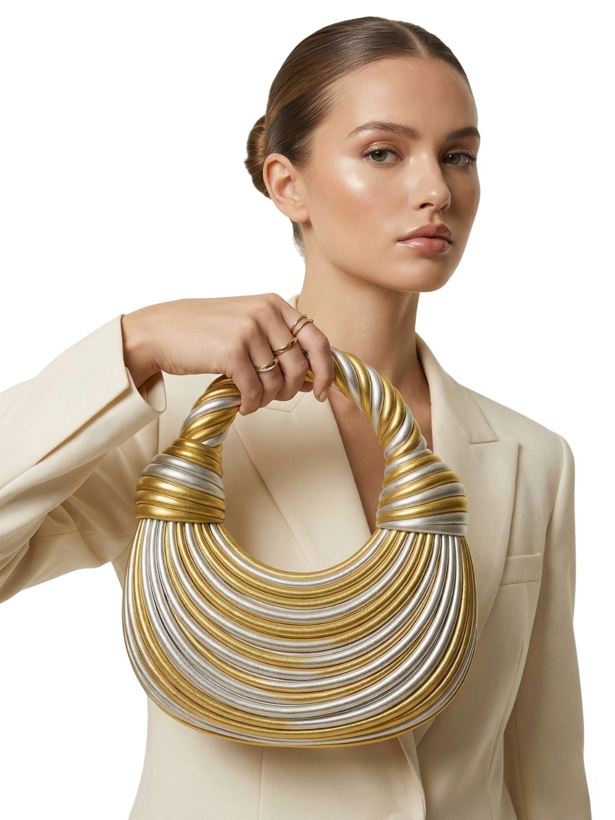 Luxury Evening Purses For Women Golden Noodle Knot Design Dinner Party Clutch Bag Luxury