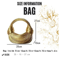 Thumbnail for Luxury Evening Purses For Women Golden Noodle Knot Design Dinner Party Clutch Bag Luxury, Drestiny, Designer evening clutches, Luxury evening bags for women, Best evening purses for special occasions, Luxury evening purse with knot handle, Noodle knot evening bag luxury, United States, USA, Australia, New Zealand, United Kingdom, UK, Gold, Blue, Green, White, Black, Khaki, Silver, Colorful, Purple, Pink, Light Blue, shopdrestiny.com