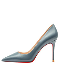 Thumbnail for Luxury French Grey high-heeled shoe with a red sole on a white background
