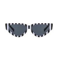 Thumbnail for Sunglasses with black and white striped frame on a white background