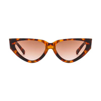 Thumbnail for Cat-eye sunglasses with tortoiseshell frame and rose gold lenses on a white background