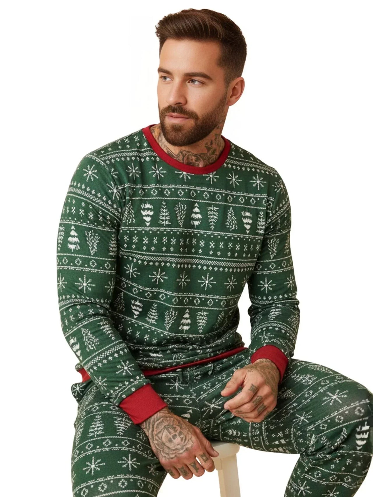 Matching Family Christmas Pajamas Set Mom Daughter Dad Son Matching Outfits Cute All Over Print Boys Girls Pjs