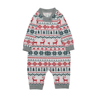 Thumbnail for Baby's onesie with reindeer and snowflake pattern on a white background