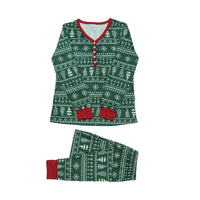Thumbnail for Green and red patterned Christmas pajama set for Mom on a white background