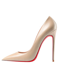 Thumbnail for Luxury nude high-heeled shoe with red sole on a white background