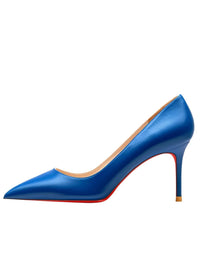 Thumbnail for Luxury royal blue high-heeled shoe with a red sole on a white background