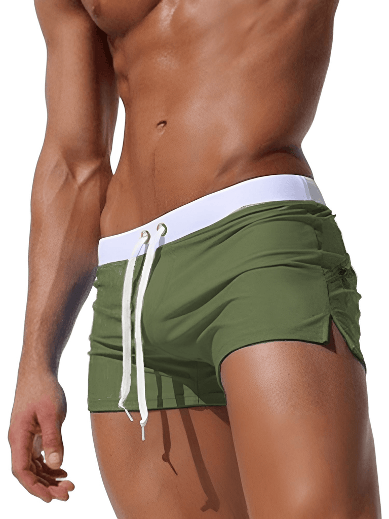 Men's Army Green Swimsuit Trunks Boxer Briefs