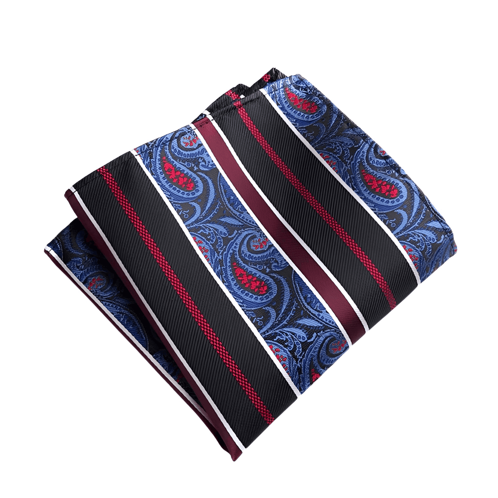 Men's Red Pinstripe Paisley Silk Pocket Square Handkerchief - In 66 Styles!