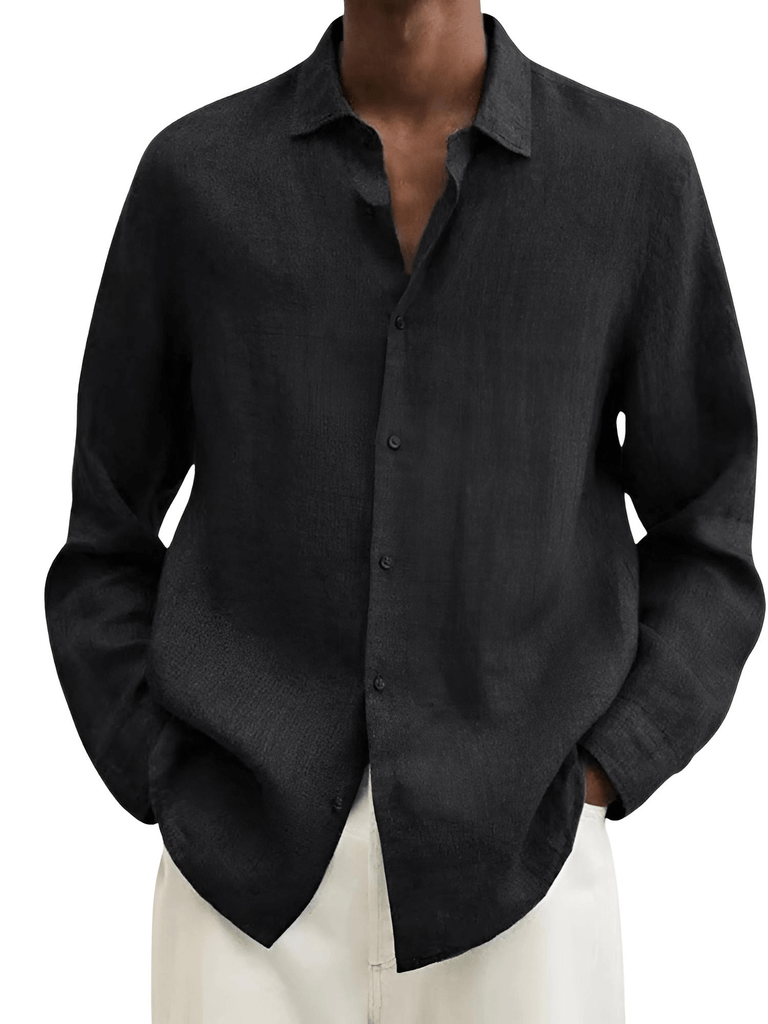 Discover the perfect Men's Black Casual Long Sleeve Linen Style Shirts at Drestiny. Enjoy free shipping, tax covered, and savings up to 50% off.
