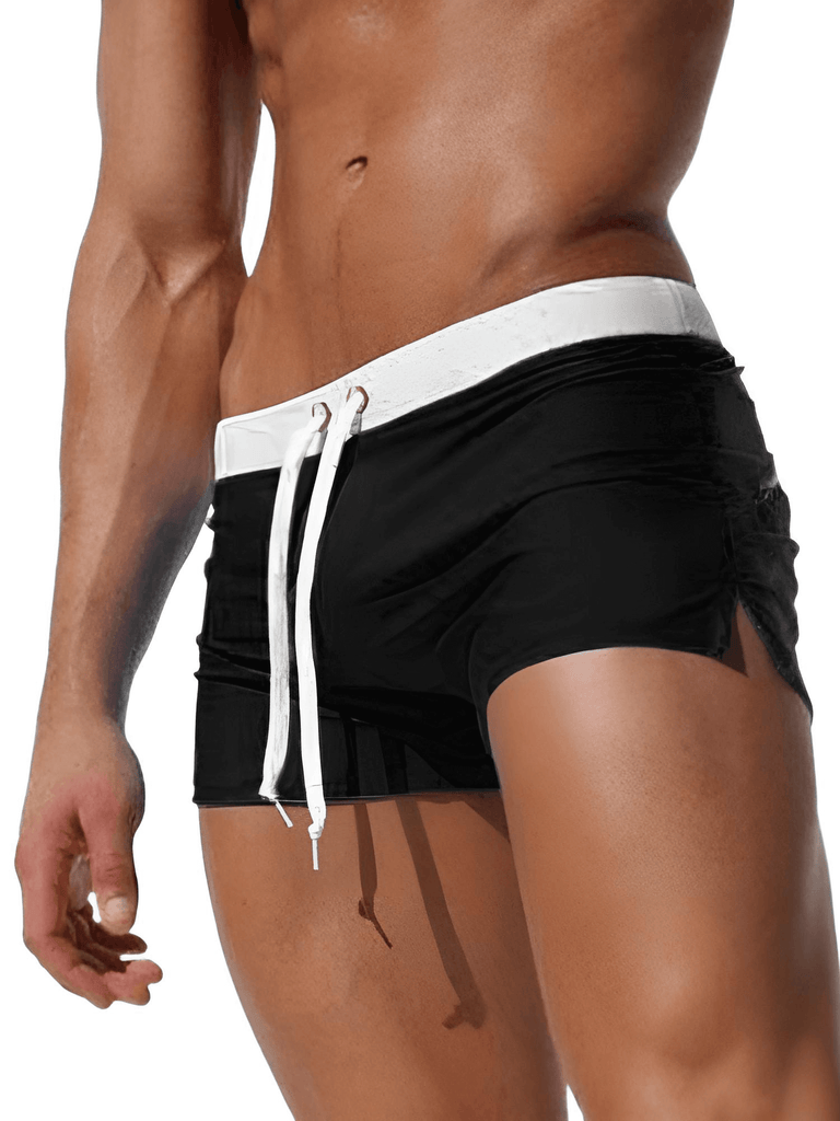 Men's Black Swimsuit Trunks Boxer Briefs