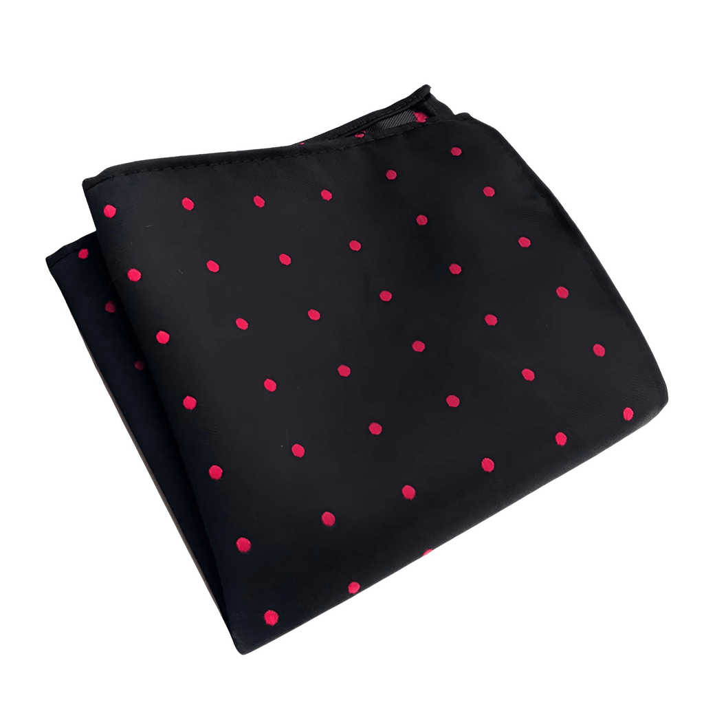Men's Black and Red Dot Silk Pocket Square Handkerchief - In 66 Styles!