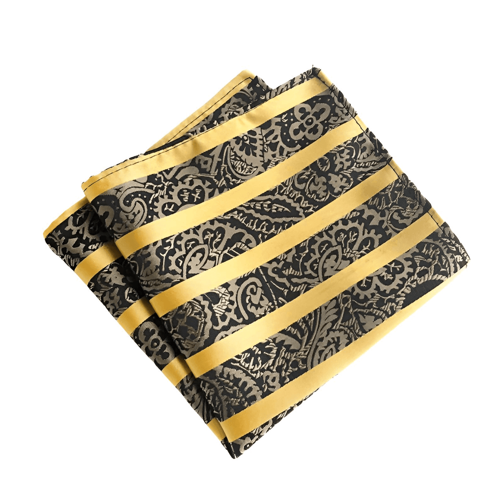 Men's Black and Yellow Silk Pocket Square Handkerchief