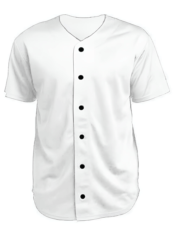 Men's Whtie Button Front Sports T-Shirt