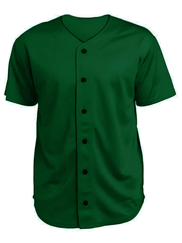 Men's Button Front Green Sports T-Shirt