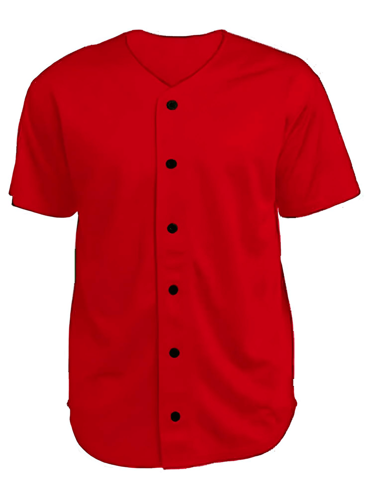 Men's Button Front Red Sports T-Shirt