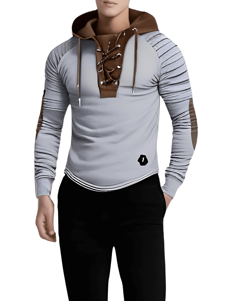 Shop Men's Casual Long Sleeve Lace Up Grey Hooded Shirt at Drestiny! Free Shipping + Tax on us! Save up to 50% off. Upgrade your style now!