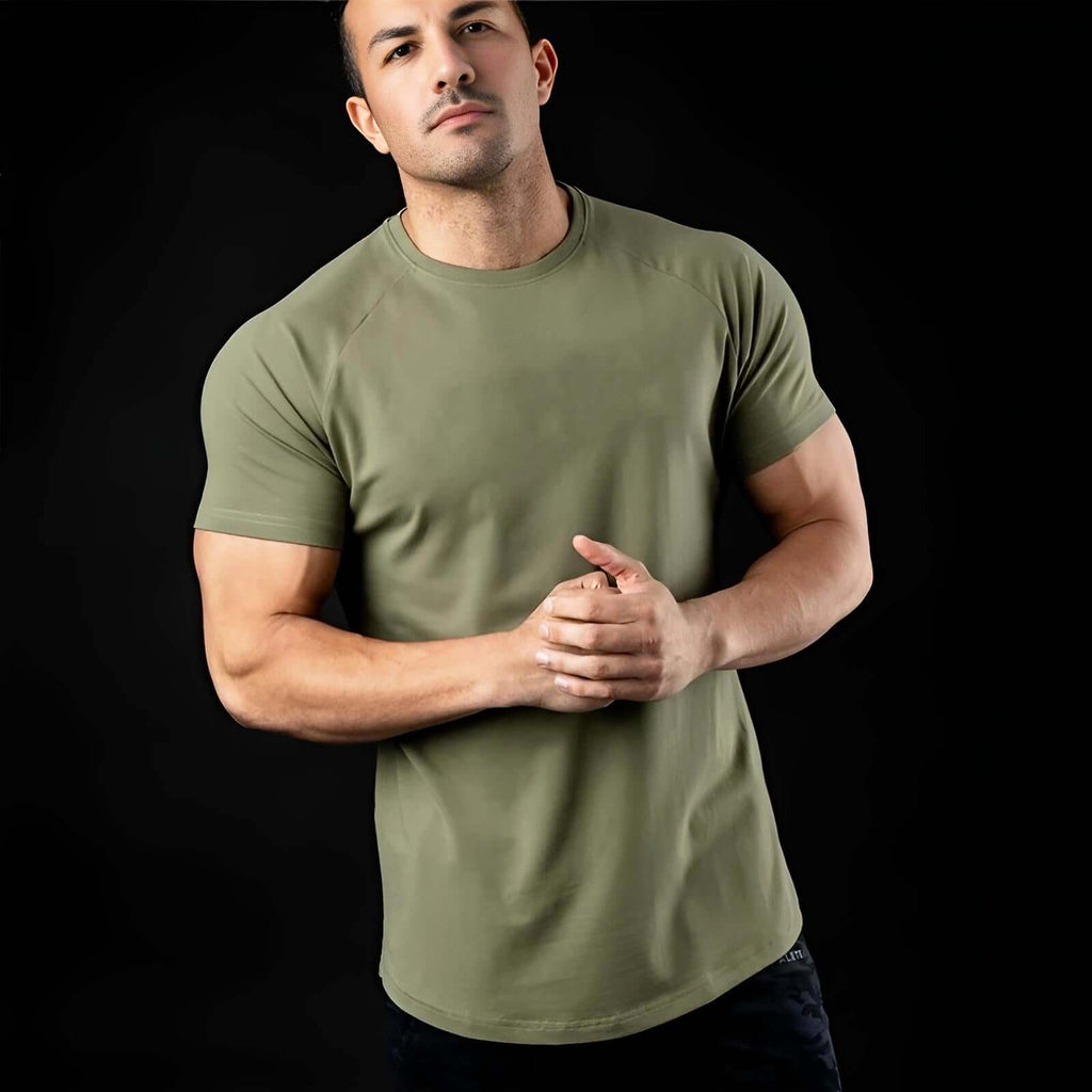 Men's Cotton Army Green Fitness T-Shirt Sizes M-2XL