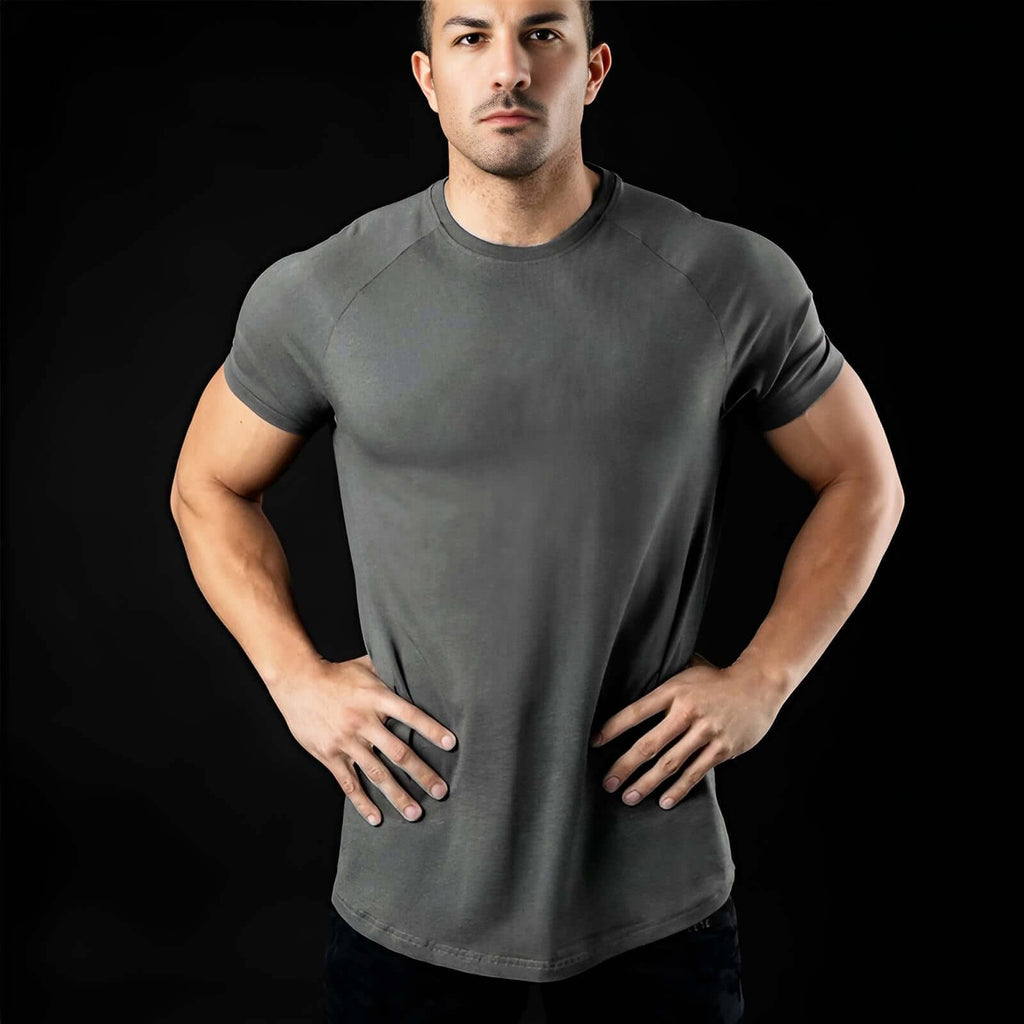Men's Cotton Dark Grey Fitness T-Shirt Sizes M-2XL