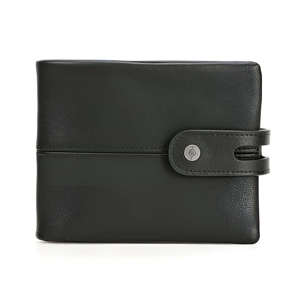 Men's Crazy Horse Genuine Black Leather Wallet - RFID Protection!
