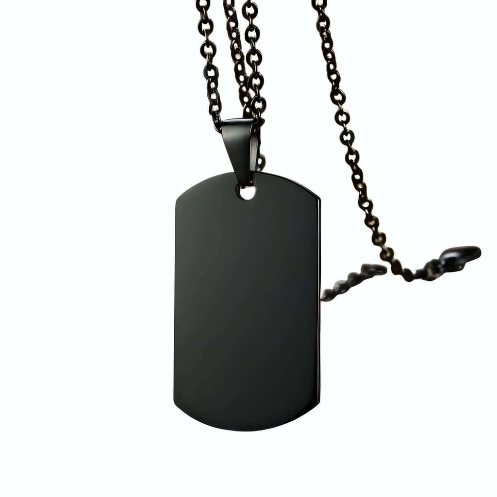 Men's Black Dog Tag Pendant Necklace With Free Engraving!