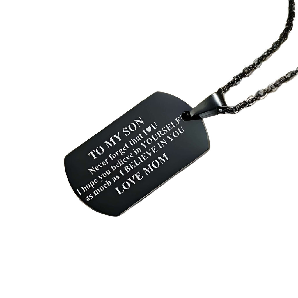 Men's Dog Tag From Mom to Son Necklace With Free Engraving!