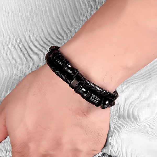 Men's Genuine Leather Double Rope Bracelet