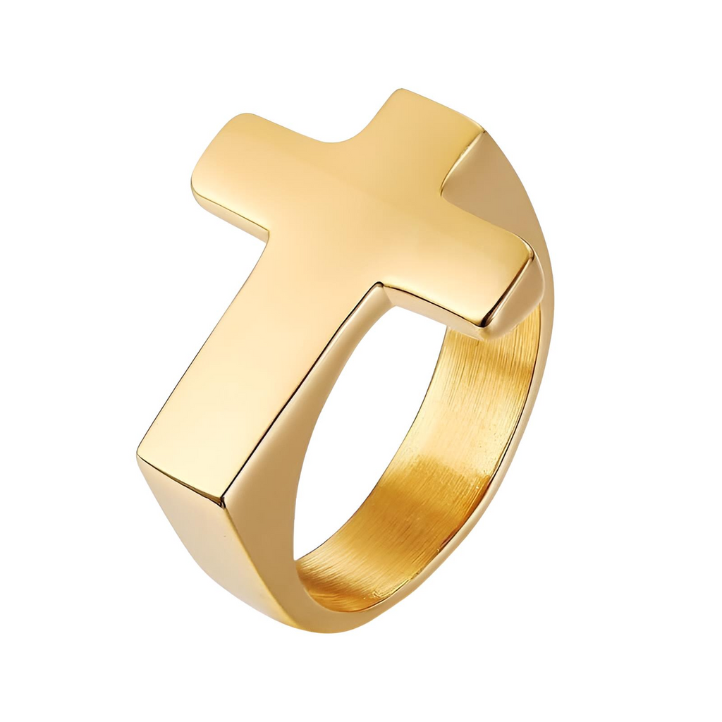 Men's Gold Cross Ring