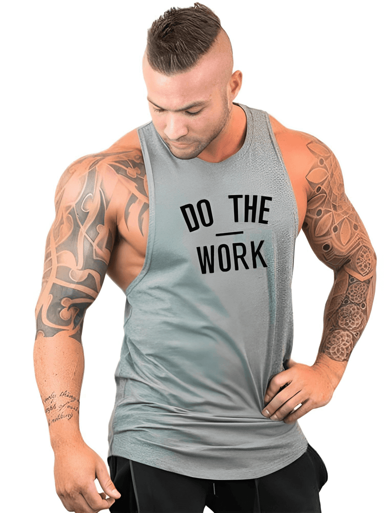 Men's Grey Gym Tank Top - Do The Work!