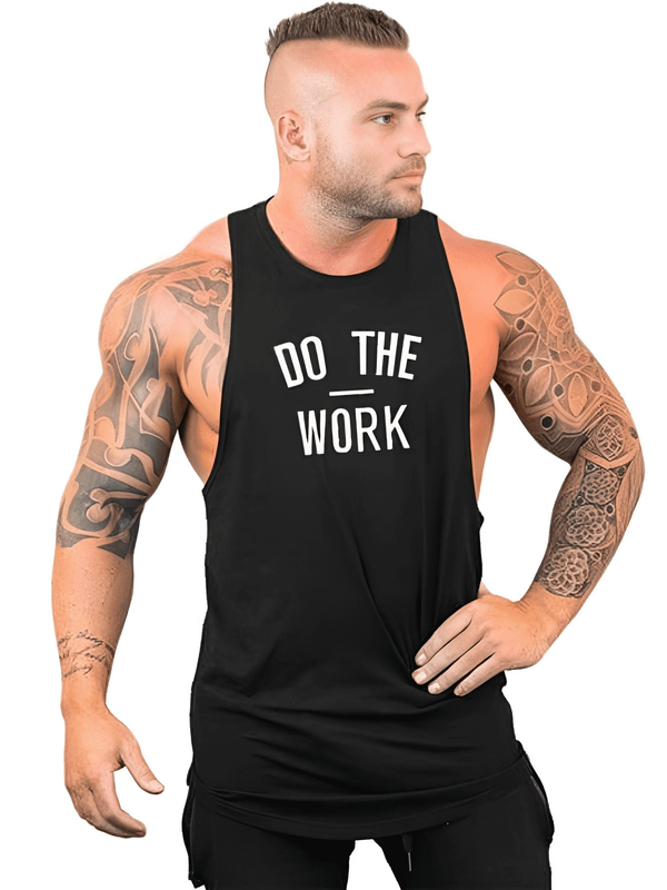 Men's Black Gym Tank Top - Do The Work!