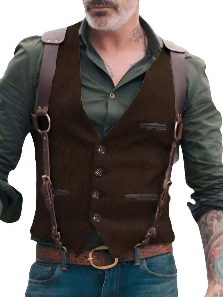 Look sharp in the Men's Dark Brown Suit Vest at Drestiny. As seen on FOX, NBC, and CBS. Save up to 50% off with free shipping and tax paid!