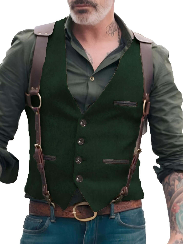Look sharp in the Men's Dark Green Suit Vest at Drestiny. As seen on FOX, NBC, and CBS. Save up to 50% off with free shipping and tax paid!