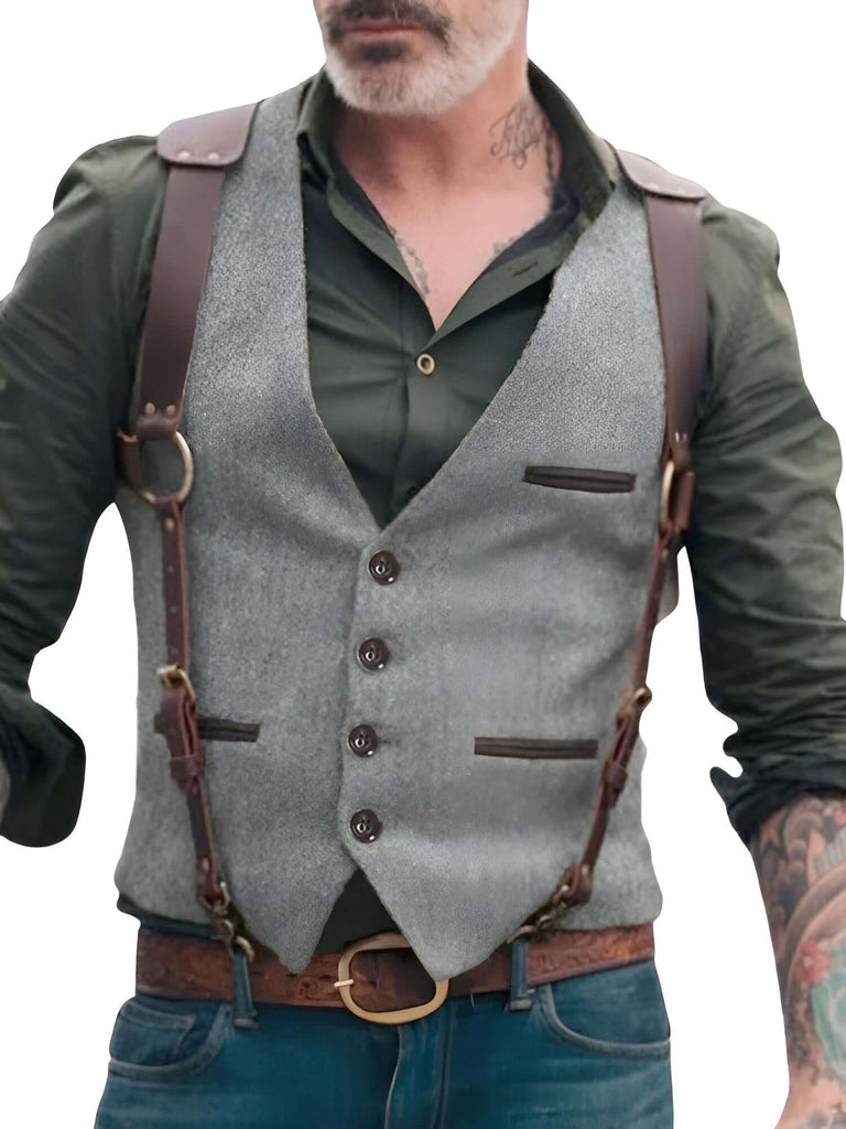 Look sharp in the Men's Light Grey Suit Vest at Drestiny. As seen on FOX, NBC, and CBS. Save up to 50% off with free shipping and tax paid!