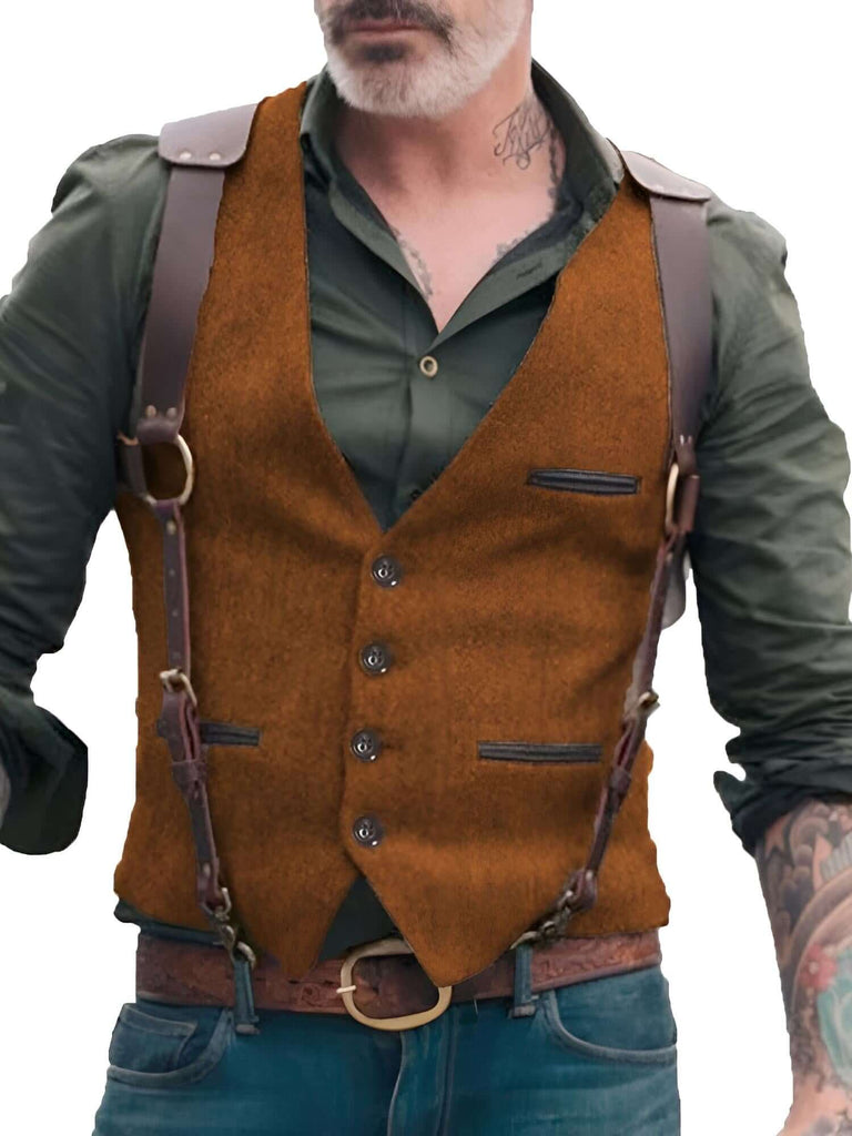 Look sharp in the Men's Orange Brown Suit Vest at Drestiny. As seen on FOX, NBC, and CBS. Save up to 50% off with free shipping and tax paid!