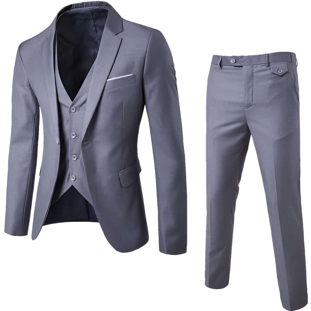 Shop Drestiny for Men's Grey 3 Piece Suits - Slim Fit. Enjoy Free Shipping & Let Us Cover the Tax! Seen on FOX/NBC/CBS. Save up to 50% now!