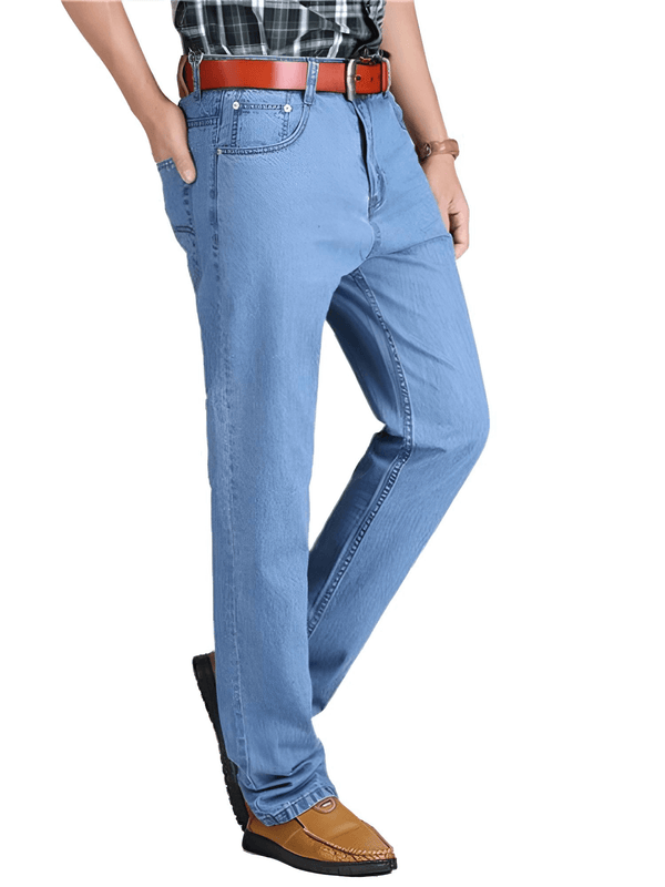 Men's Lightweight Blue Casual Jeans - 100% Cotton!